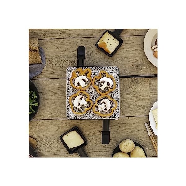 LIVOO DOC242 Appareil à Raclette 4 Personnes | Grill Pierre en Granite Amovible | Revêtement Antiadhésif - 600 Watts