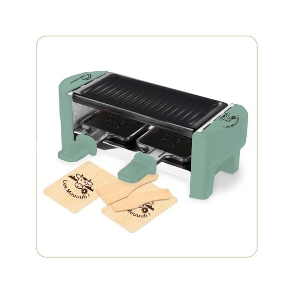 LITTLE BALANCE 8618 Raclette 2 Meuuh…!, Appareil à raclette 1/2 personnes, Grill amovible, 2 spatules + 2 planchettes, Sans P