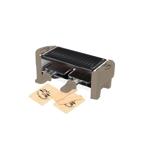 LITTLE BALANCE 8618 Raclette 2 Meuuh…!, Appareil à raclette 1/2 personnes, Grill amovible, 2 spatules + 2 planchettes, Sans P