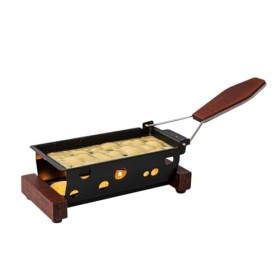 Boska Partyclette® ToGo Oslo/Set à raclette/Pratique à apporter/Spatule compris/Noir/Brun / 32,4 x 8,7 x 11,4 cm