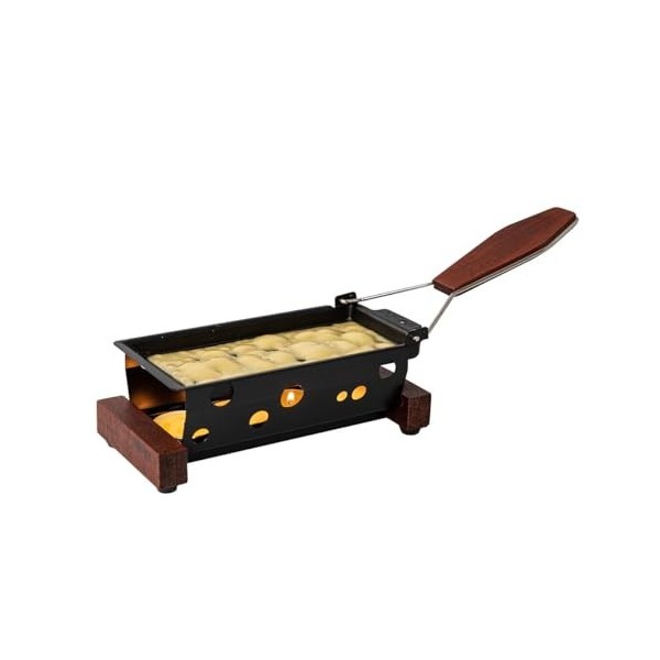 Boska Partyclette® ToGo Oslo/Set à raclette/Pratique à apporter/Spatule compris/Noir/Brun / 32,4 x 8,7 x 11,4 cm