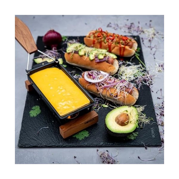 Boska Partyclette® ToGo Oslo/Set à raclette/Pratique à apporter/Spatule compris/Noir/Brun / 32,4 x 8,7 x 11,4 cm