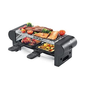 SENYA Appareil 2 Personnes, avec Pierre à Cuire Amovible, revêtement antiadhésif, 350W, My Little Raclette, SYCK-G065, Noir