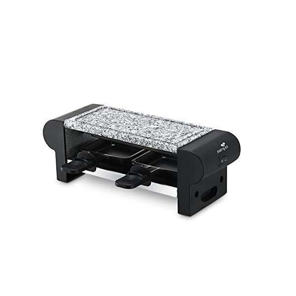 SENYA Appareil 2 Personnes, avec Pierre à Cuire Amovible, revêtement antiadhésif, 350W, My Little Raclette, SYCK-G065, Noir