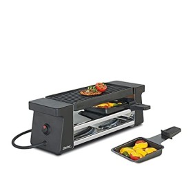 Spring Appareil à raclette Compact pour 2 Personnes - Noir - Plaque de Cuisson en Aluminium antiadhésive - 2 poêlons à raclet