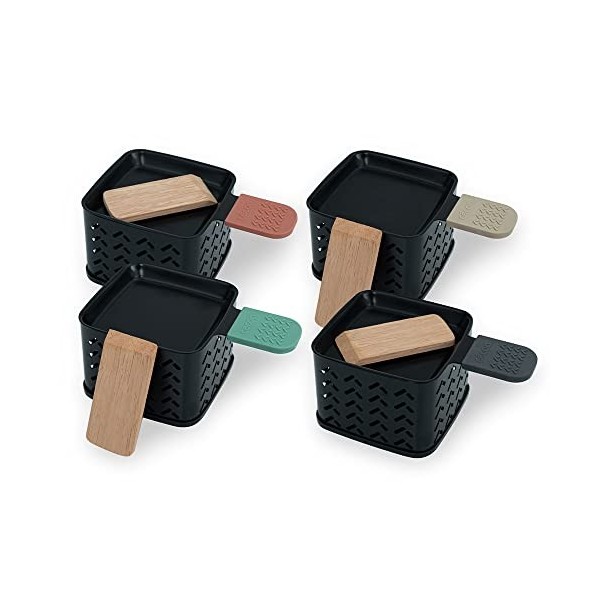CÉCOA - Lot de 4 raclettes à la bougie : Cheese’up · Fromage fondu en 2 minutes · Sans électricité · Format compact · Raclett