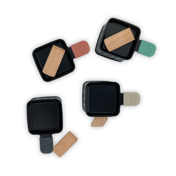 CÉCOA - Lot de 4 raclettes à la bougie : Cheese’up · Fromage fondu en 2 minutes · Sans électricité · Format compact · Raclett