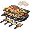 2-en-1 Gril à raclette 8 personnes Gril de table électrique Anti-adhésif Plaque de cuisson réversible électrique Raclette san
