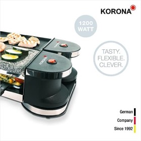Korona 45071 Barbecue électrique de table rotative/Raclette | Pour 8 personnes | Plaque de cuisson antiadhésive,Nettoyage Fac
