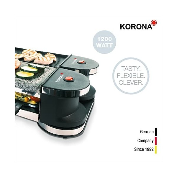 Korona 45071 Barbecue électrique de table rotative/Raclette | Pour 8 personnes | Plaque de cuisson antiadhésive,Nettoyage Fac
