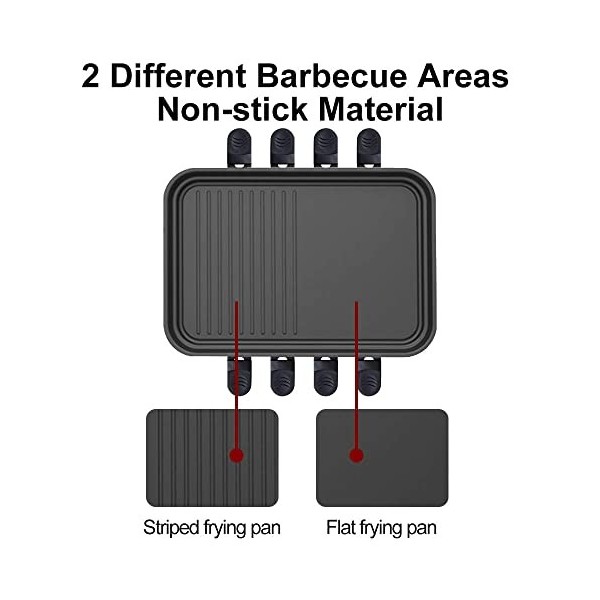 Raclette Appareil Raclette Grill 4 6 8 Personnes Machine Fondue Electrique Raclettes 1500 W avec Anti-adhésives de Poignées 8