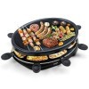 Appareil Raclette 8 Personnes Plancha Electrique Grill Thermostat Réglable avec 2 Spatules et 8 Poêlons Machine a Raclette Pl