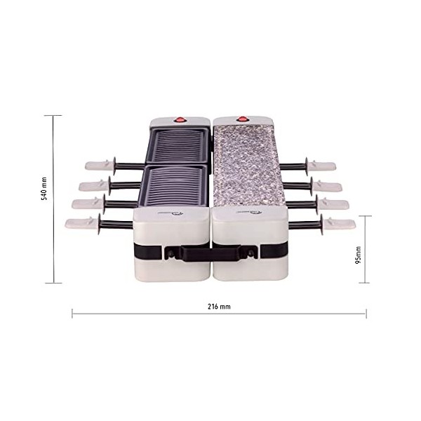 LITTLE BALANCE 8502 Wing & Cheese Duo 1200, Raclette Pierre à Cuire modulable rotatif 360°, 8 personnes, 1200 W, Blanc