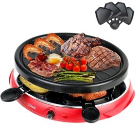Appareil a Raclette - Raclette pour 2 4 Personnes Électrique Traditionnel Revêtement Anti-Adhésif Plaque de Cuisson, 4 Raclet