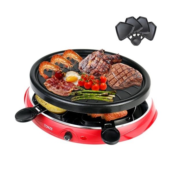 Appareil a Raclette - Raclette pour 2 4 Personnes Électrique Traditionnel Revêtement Anti-Adhésif Plaque de Cuisson, 4 Raclet