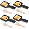 Mini Ensemble de 4 PoêLes à Raclette au Fromage, PoêLons CarréS, Avec 4 Spatules en Bois pour la Grille éLectrique Universell
