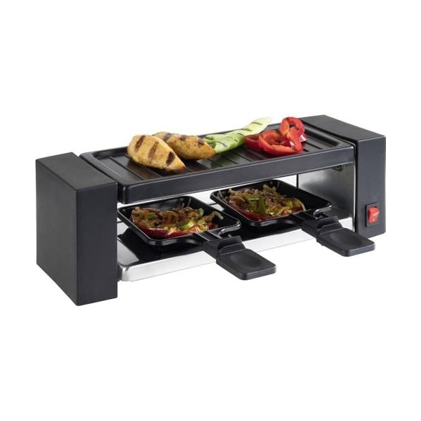 Korona 45080 Raclette I Mini I 2 personnes | Single I Plaque de cuisson amovible et antiadhésive I Avec deux poêlons et spatu