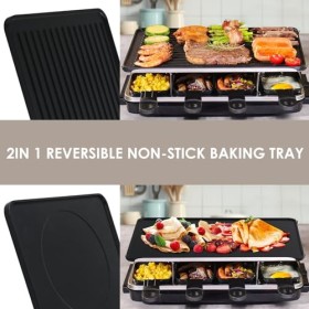 Appareil a Raclette- Machine a Raclette 8 Personnes avec Revêtement Anti-Adhésif 8 Poelon Raclette Individuelle 8 Spatule Rac