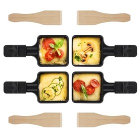 Hisdricus Lot de 4 Poelon raclette tefal, poêlons à raclette, pour raclette grill, avec revêtement antiadhésif et 4 grattoirs