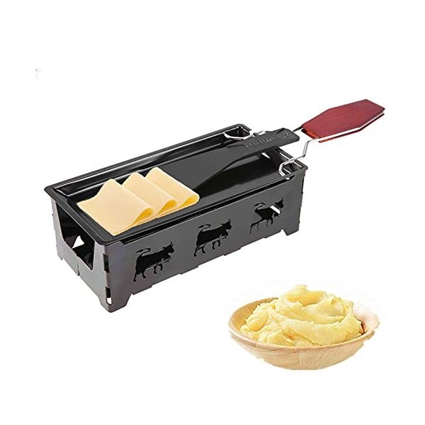 Holzsammlung Fromage Plateau De Cuisson en Acier,Mini Raclette Pliable Photophore Portable Raclette Rôtissoire - Faites Fondr