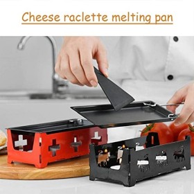 Holzsammlung Fromage Plateau De Cuisson en Acier,Mini Raclette Pliable Photophore Portable Raclette Rôtissoire - Faites Fondr