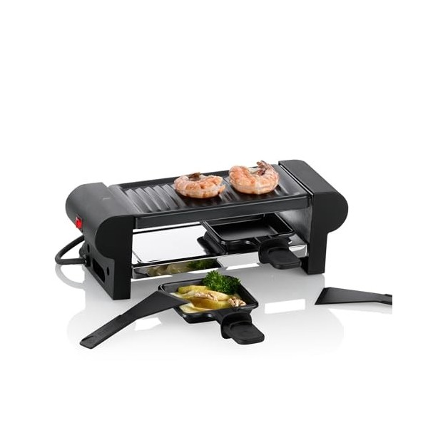 Kela 66490 appareil à raclette électrique avec grill, 2 personnes, coloris noir, Bernina