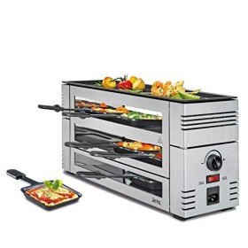 Spring Raclette à pizza 6 en argent, plaque de cuisson en aluminium, 6 personnes