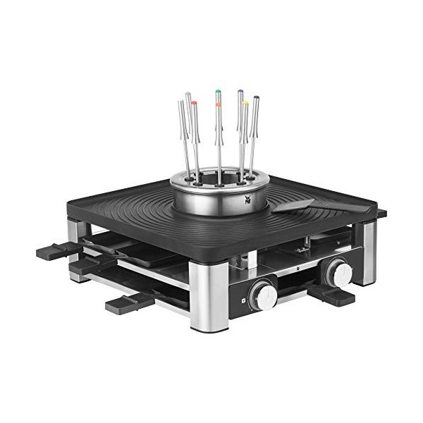 WMF Lumero Station Gourmet 3-en-1, Raclette, Appareil à fondue, Grill électrique dintérieur, 8 personnes, Gamme complète da