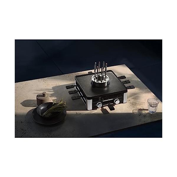WMF Lumero Station Gourmet 3-en-1, Raclette, Appareil à fondue, Grill électrique dintérieur, 8 personnes, Gamme complète da