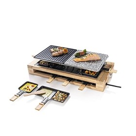 Bestron Raclette grill XL, appareil à raclette électrique jusquà 8 personnes avec pierre naturelle et plaque de grill à revê