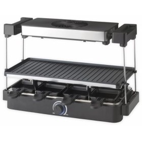 Trebs Raclette Grill 15110 - Raclette avec hotte - 8 poêlons - Double revêtement anti-adhésif - 1300 W - Noir