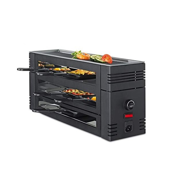 Printemps 3367710002 Pizza et raclette 6 avec plaque de grill en aluminium, noir