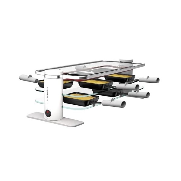LAGRANGE Appareil à raclette 10 personnes, 1200 W, Plateaux verre, plateau supérieur démontable pour nettoyage simplifié, Rep