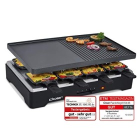 Cloer 6446 Gril avec Plaque en Aluminium moulé sous Pression-utilisable des Deux côtés, 8 poêles à raclette à revêtement anti