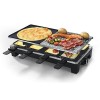 SENYA Appareil 4en1 Raclette, Grill, Crêpe, Pierre à cuire, 8 personnes, Revêtement antiadhésif, 1500W, Cheese & Stone, SYCK-