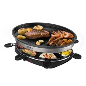 Appareil à Raclette Grill avec Revêtement anti-adhésif 8 Coupelle pour 8 Personnes 1500W Noir