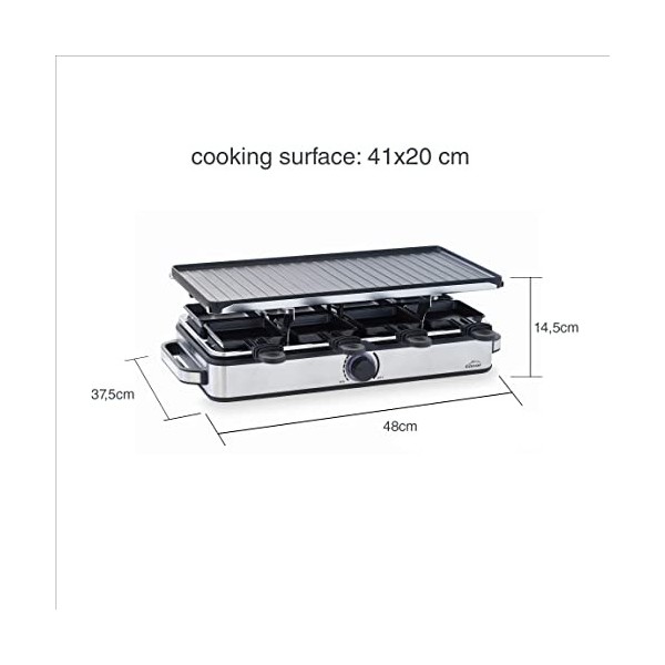 Lacor - 69348 - Fer à repasser pour la cuisine, Appareil à raclette, Antiadhésif, Plaque réversible, Écologique, Sans APFO, T