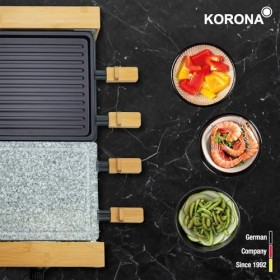 Korona 45090 Appareil à raclette pour 8 personnes | Design bambou de qualité supérieure | Avec plaques de cuisson divisées, p