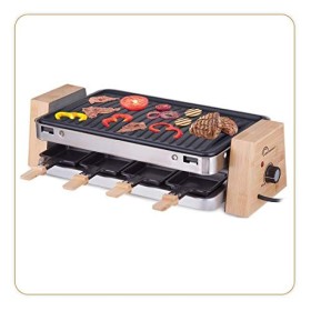LITTLE BALANCE 8388 Wood 8, Raclette/Grill 8 personnes, 2 fonctions en 1 seul appareil, Accessoires fournis,1500 W, Bambou vé