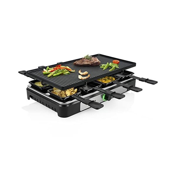 Tristar appareil à raclette RA-2748-3-en-1 - Raclette, pierre à cuire, gril, plancha/teppanyaki - Pour 8 personnes