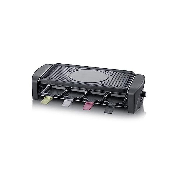 SEVERIN Appareil à raclette pour 8 personnes, Plaque de cuisson avec surface de cuisson rainurée et lisse 41,5 x 21 cm antiad