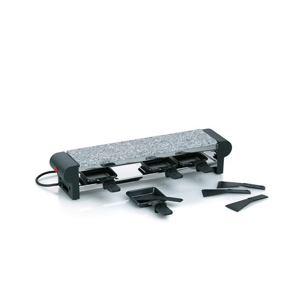 Kela 66661 appareil à raclette avec planche en granit, 4 personnes, Livigno, Noir
