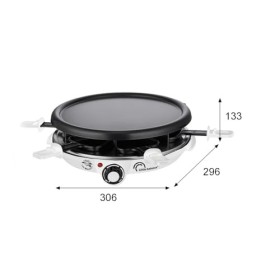 LITTLE BALANCE 8748 Cheese & Crêpes Meuuuh...!, Raclette Grill Crêpière, 3 en 1, 6 spatules bois, Sans PFAS, 6 personnes, 120