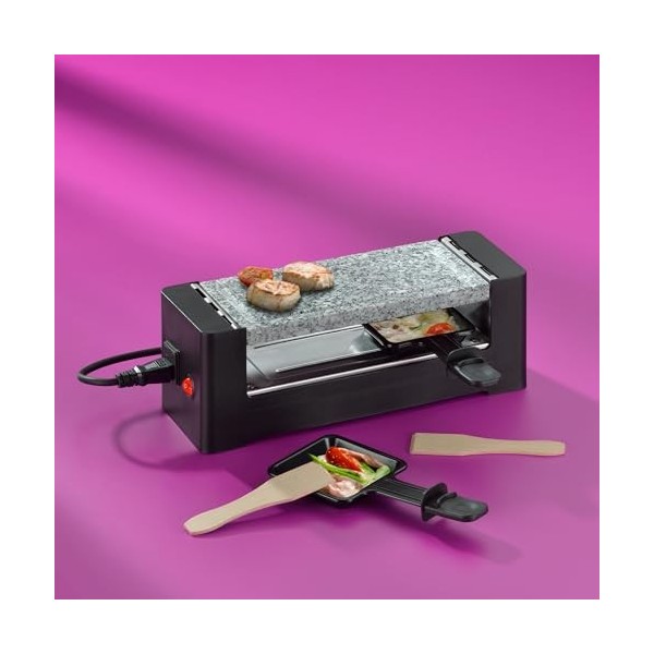 Kela Raclette/Plaque de Pierre chaude Tomül, pour 2 Personnes, Plaque en granit, noir, jusquà 4 appareils connectables, 2x P