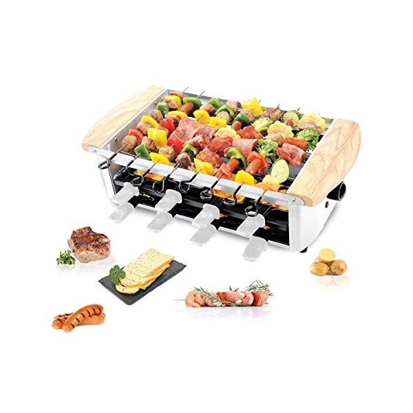 LITTLE BALANCE 8263 Raclette Alpes 1200-8 - Raclette / Grill 8 personnes - Raclette Grill Brochettes électrique - Revêtement 