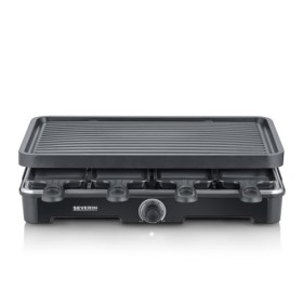 SEVERIN Appareil à raclette pour 8 personnes, Plaque de cuisson avec surface de cuisson rainurée 41,7 x 26,3 cm antiadhésive,