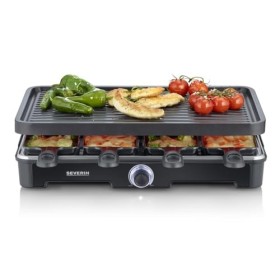 SEVERIN Appareil à raclette pour 8 personnes, Plaque de cuisson avec surface de cuisson rainurée 41,7 x 26,3 cm antiadhésive,