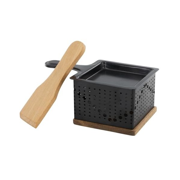COOK CONCEPT KC2487 Raclette Individuelle A la Bougie, Metal-Fer Bois-Acacia, Bambou-Noir-Acier