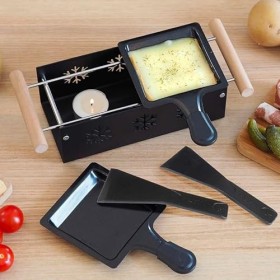COOK CONCEPT KC2486 Raclette Duo A La Bougie Cuisine Cuisson Specifique Plaque Rechaud Plancha Barbecue, Metal-Fer, Bois-INOX