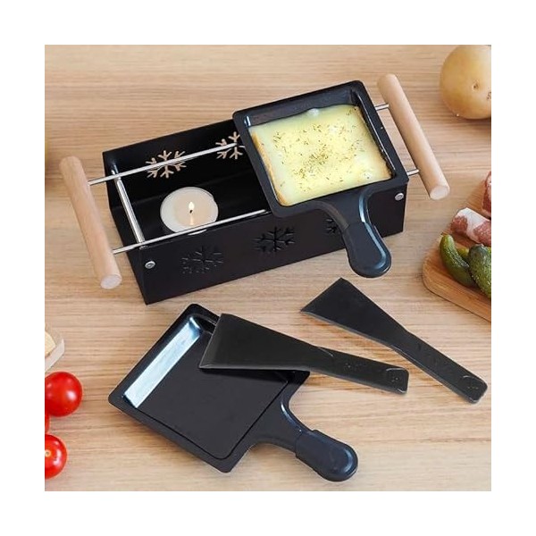 COOK CONCEPT KC2486 Raclette Duo A La Bougie Cuisine Cuisson Specifique Plaque Rechaud Plancha Barbecue, Metal-Fer, Bois-INOX